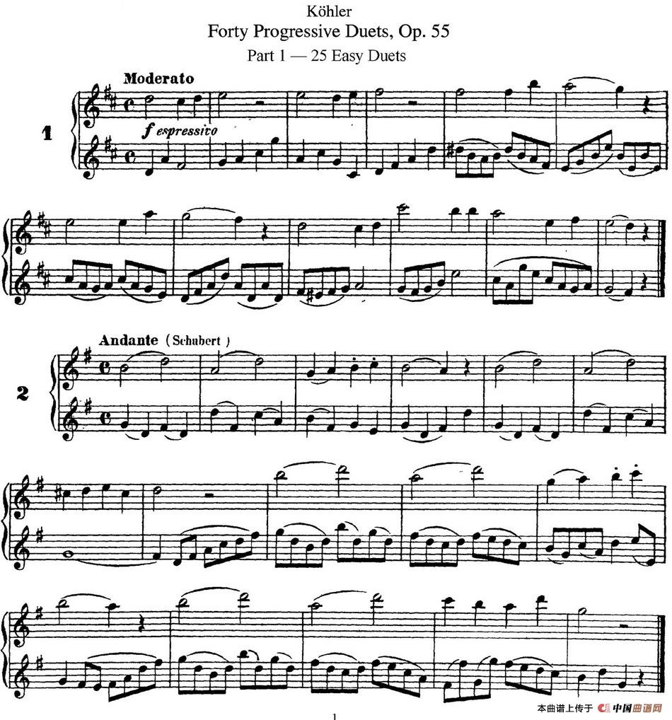 柯勒40首长笛提高练习曲OP.55（NO.1-NO.2）
