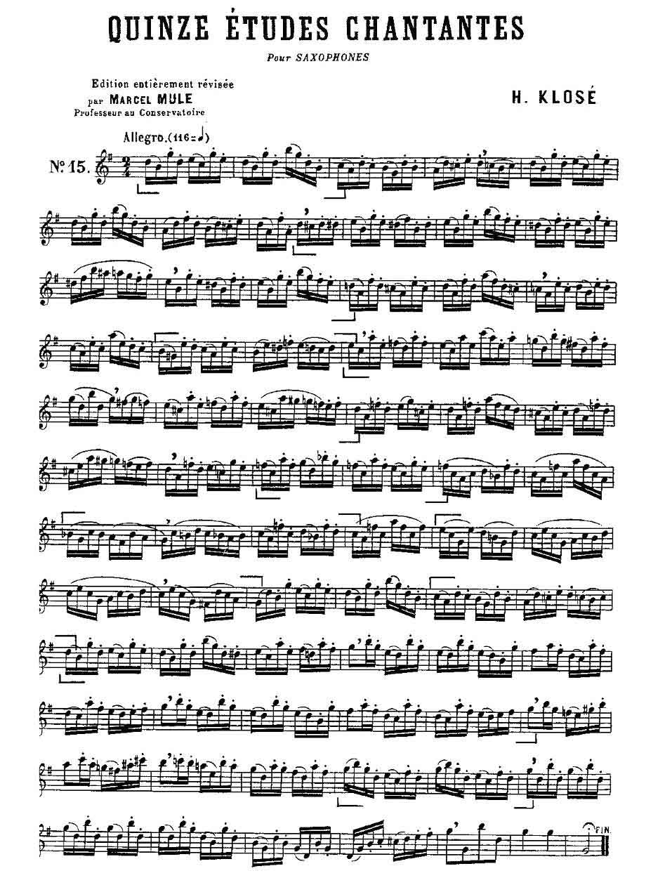 Klose Etudes Chantantes Pour Saxophone（练习曲之十五）