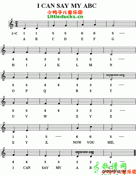 abcd字母歌简谱