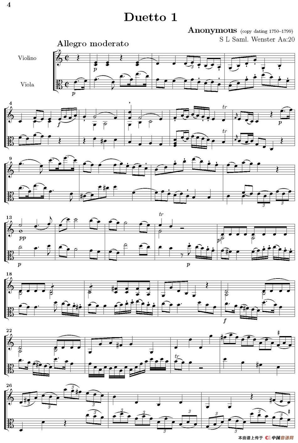 Duetto 1（小提琴+中提琴）