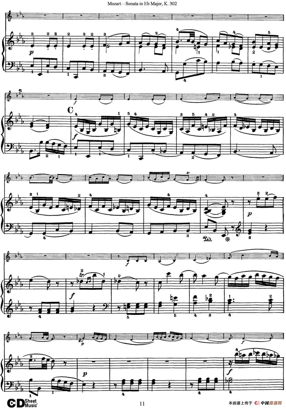 Violin Sonata in Eb Major K.302（小提琴+钢琴伴奏）