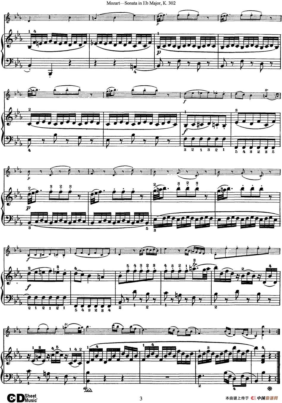 Violin Sonata in Eb Major K.302（小提琴+钢琴伴奏）