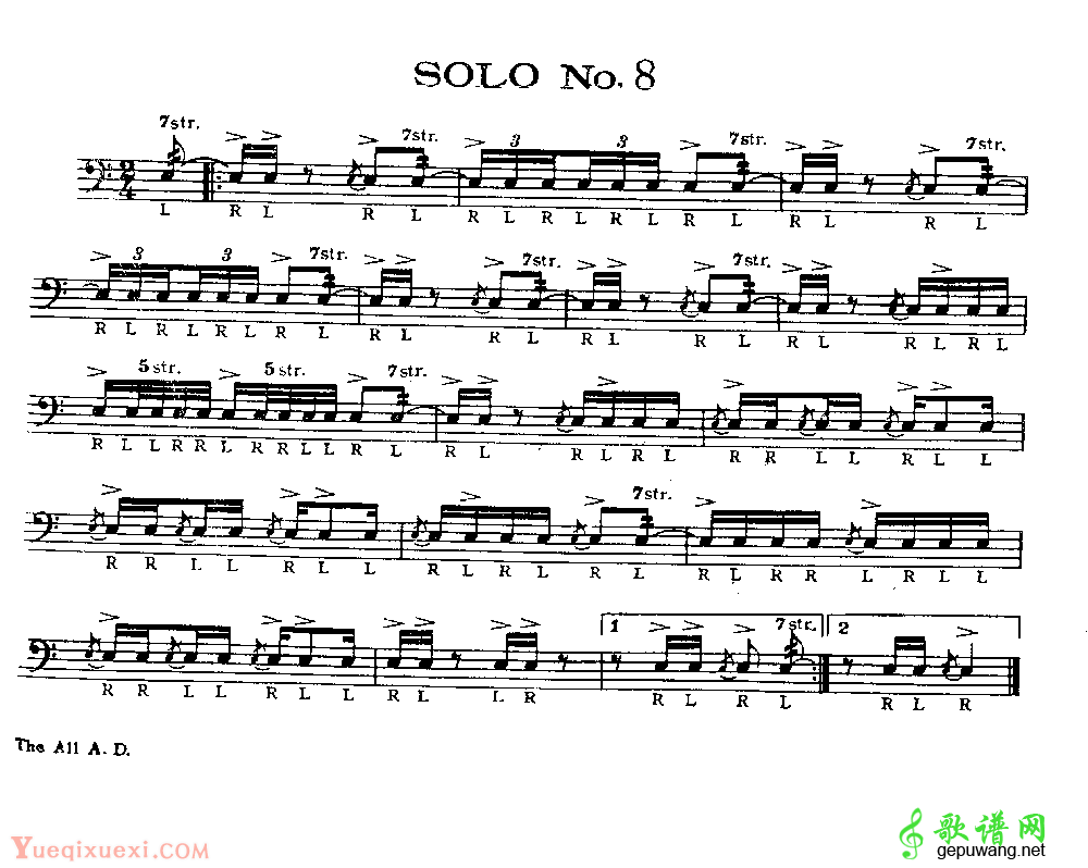 美国军鼓150条精华SOLO系列之《SOLO No.8》