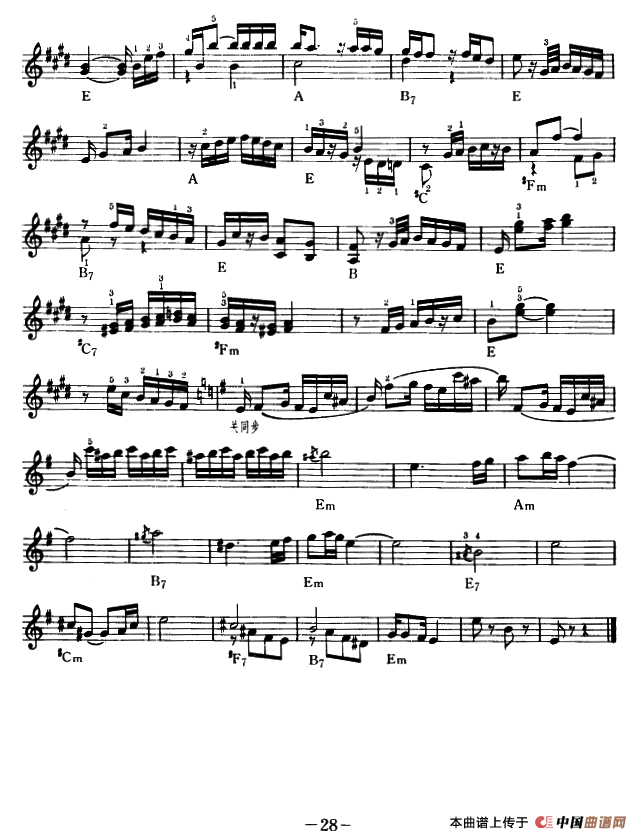 蓝天（立茨纳曲、吴嘉平编配版）电子琴谱