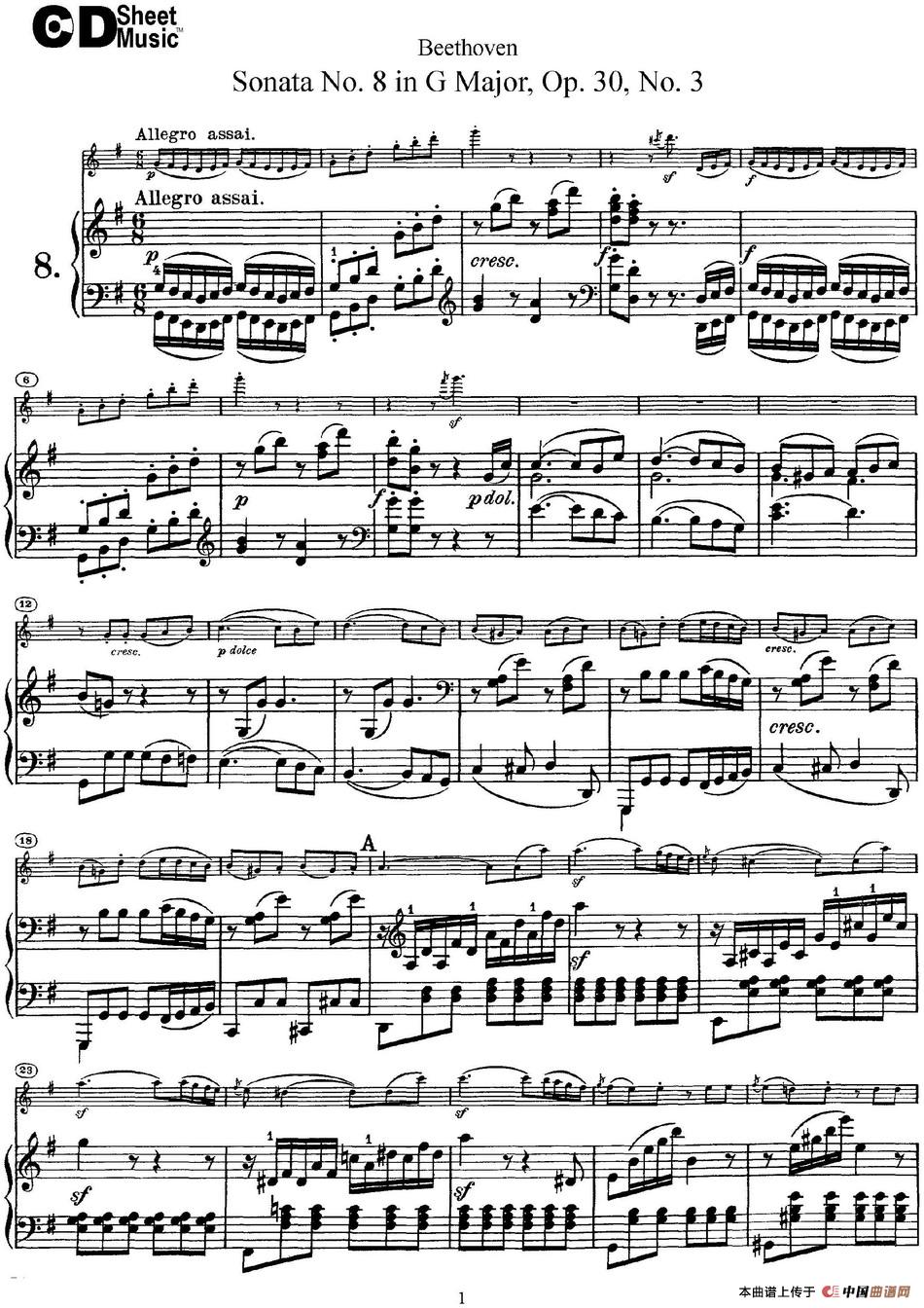 Violin Sonata No.8 in G Major Op.30 No.3（小提琴+钢琴伴奏