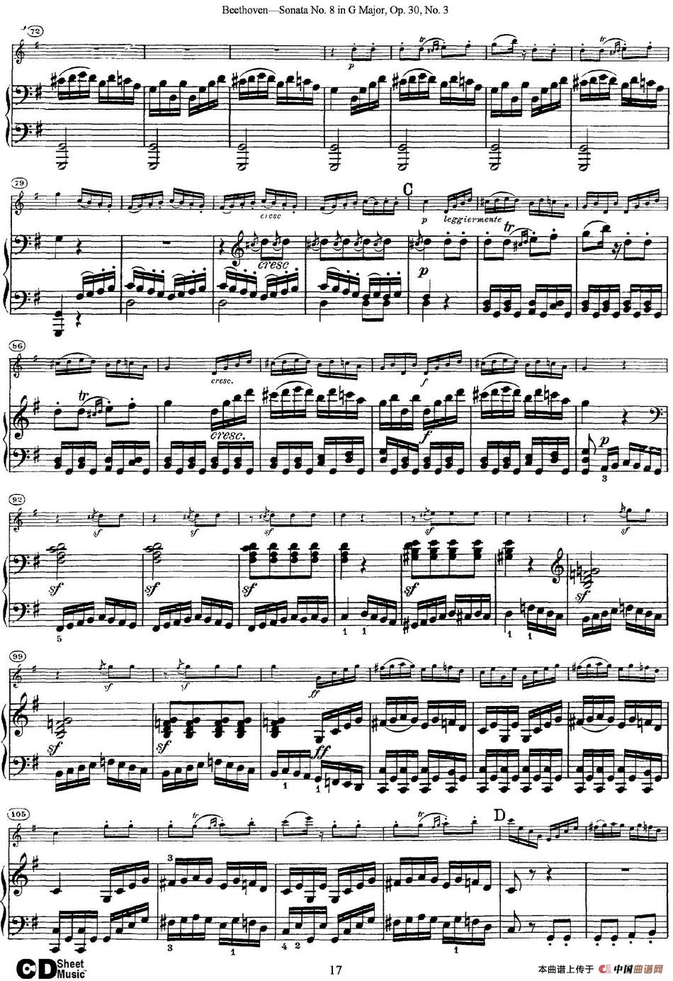 Violin Sonata No.8 in G Major Op.30 No.3（小提琴+钢琴伴奏