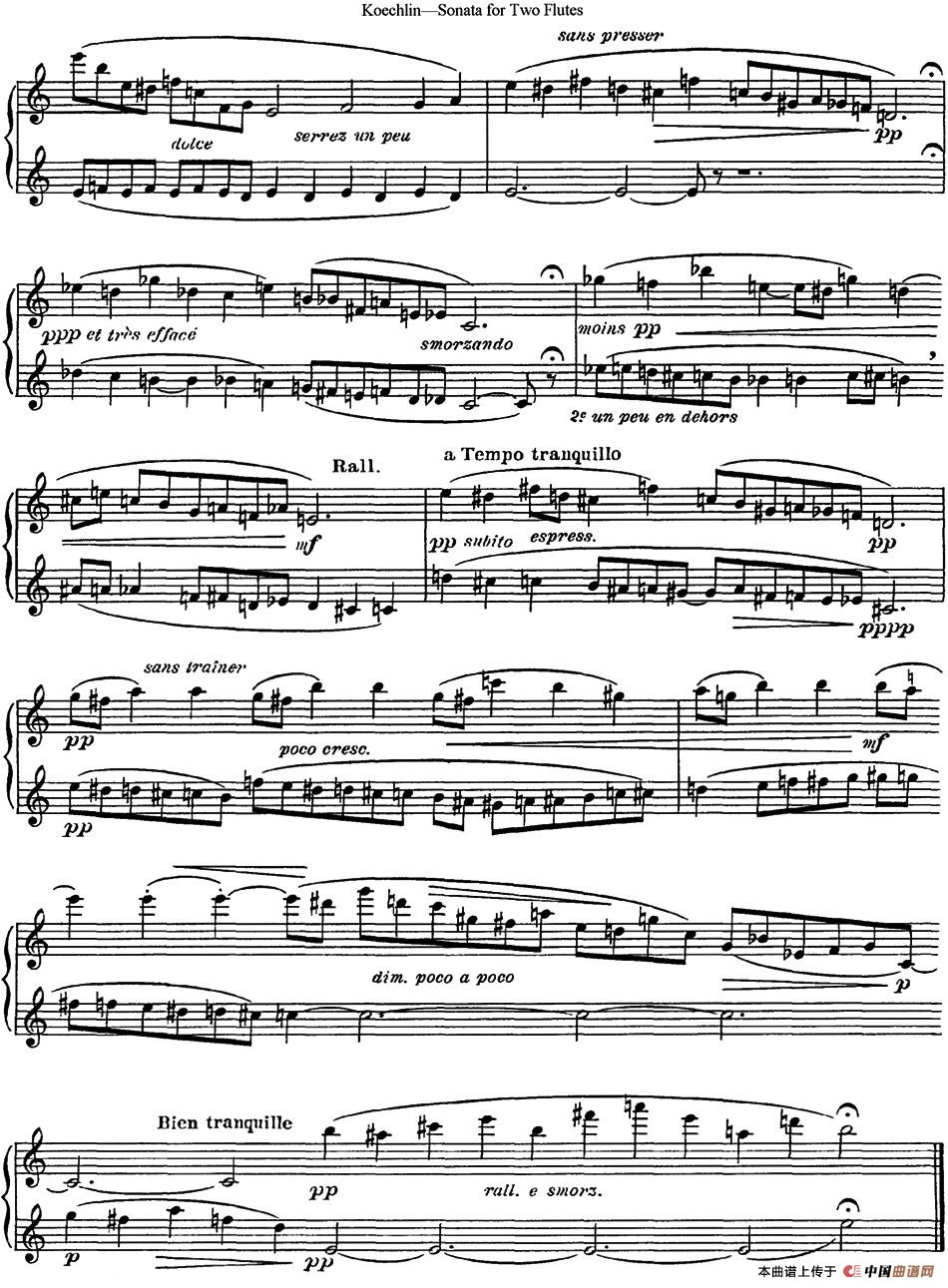 考埃琳双长笛奏鸣曲（NO.1）长笛谱
