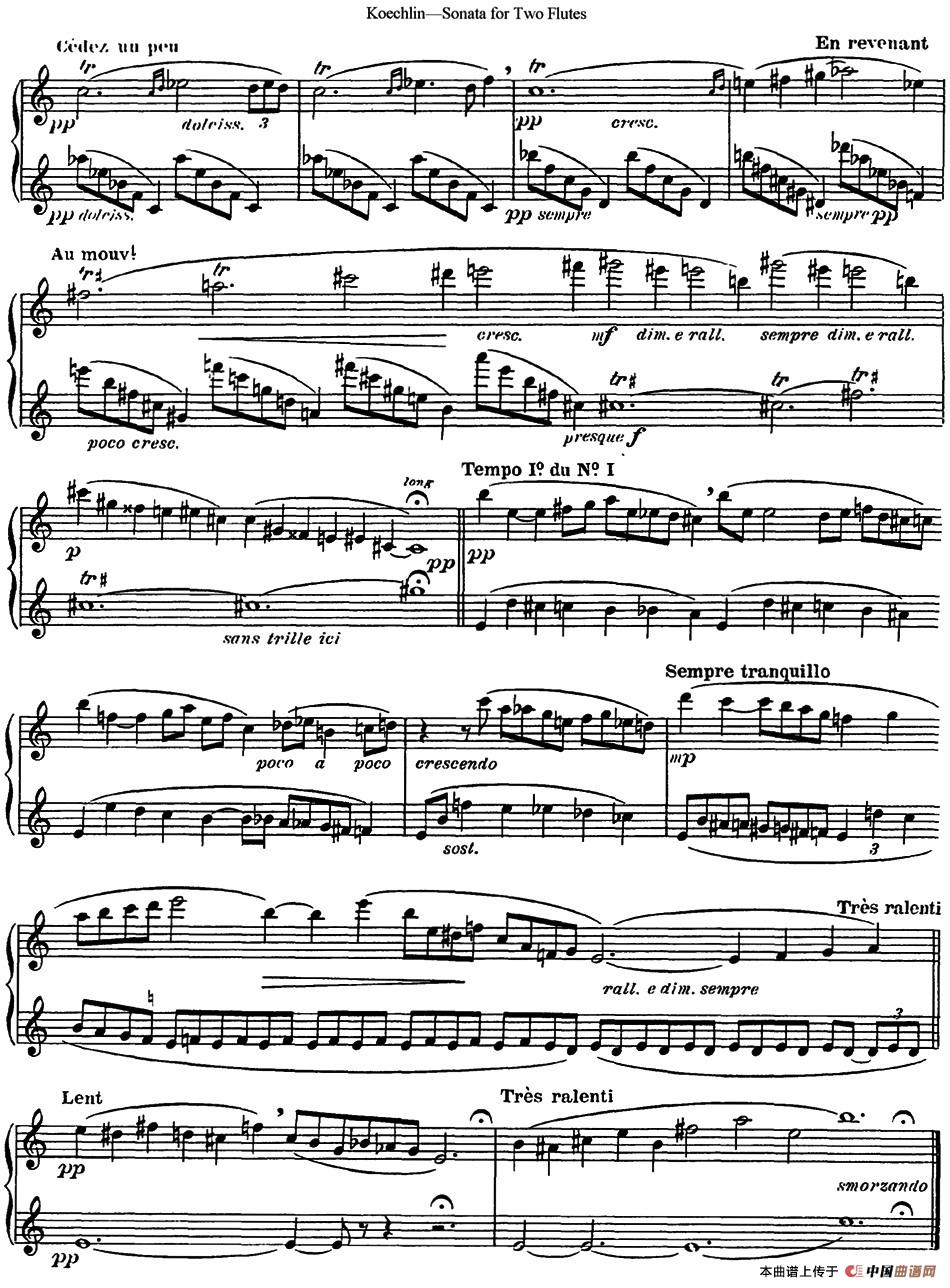 考埃琳双长笛奏鸣曲（NO.3）长笛谱