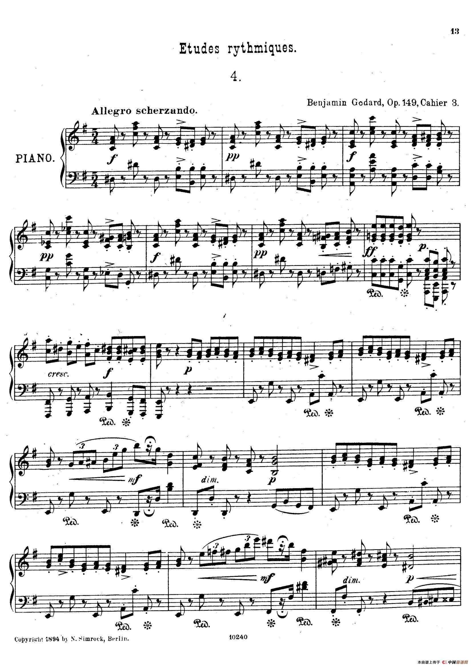 Etudes Rythmiques Op.149（节奏练习曲集）（4）