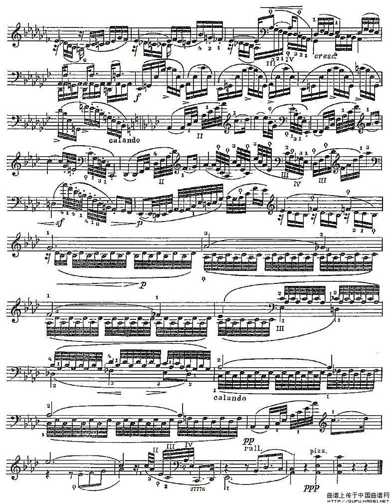 PIATTI 12 Caprices 之6（大提琴）小提琴谱