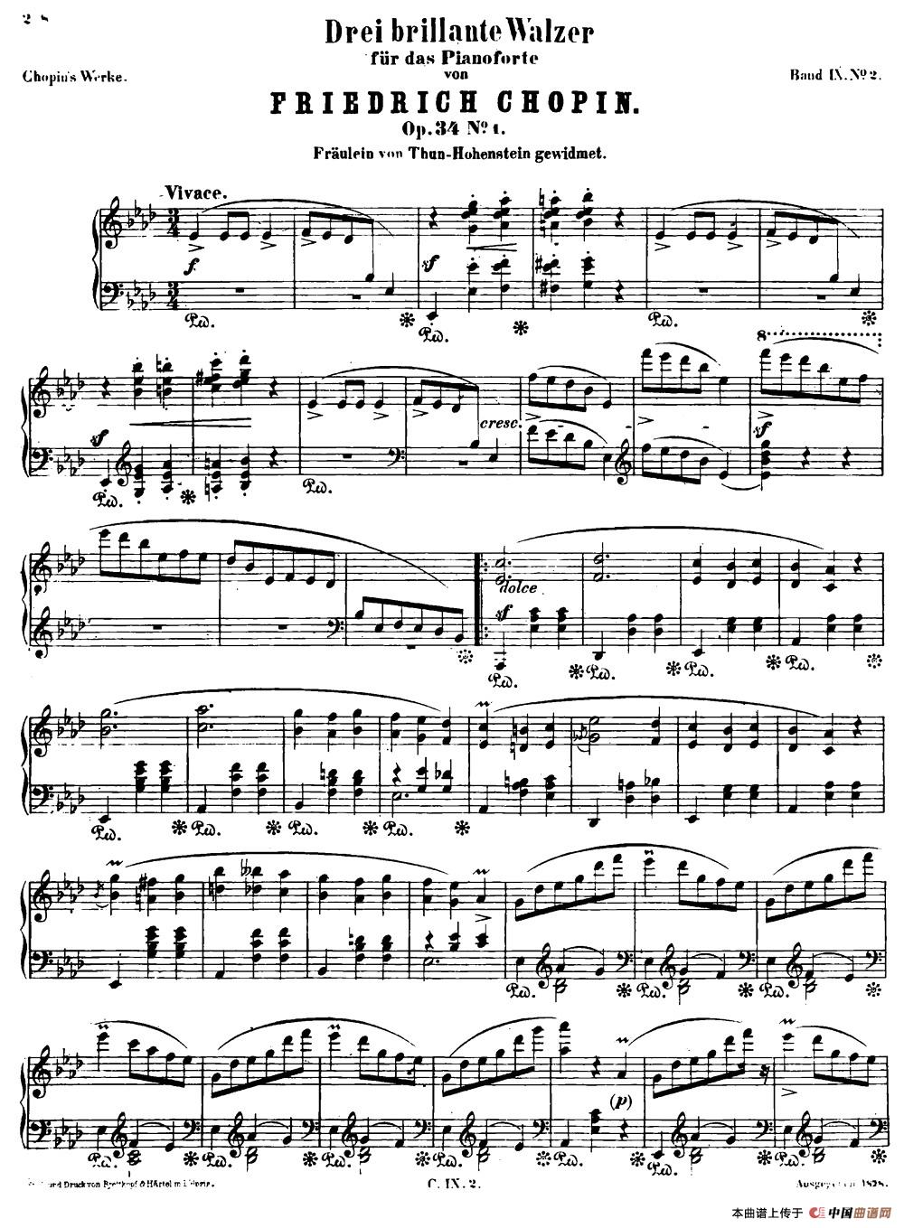 Valse brillante Op34 No1（降A大调华丽圆舞曲Op.34-1 ）