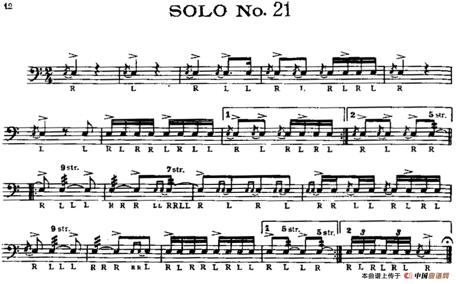 美国军鼓 SOLO No.21-25（爵士鼓谱）