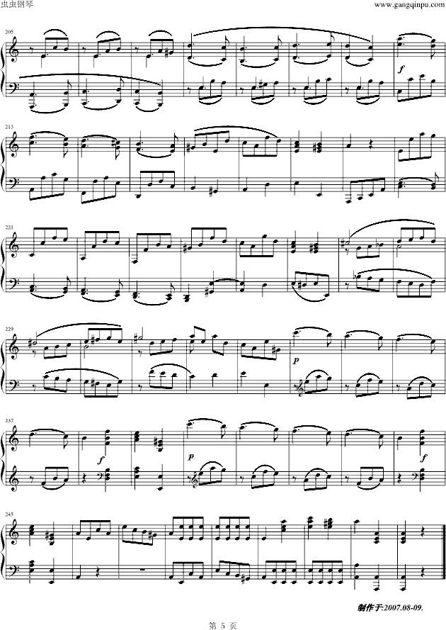 a小调第八钢琴奏鸣曲K.310-第三乐章钢琴谱