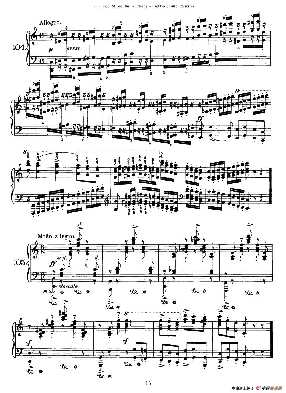 160 Eight- Measure Exercises.Op.821（车尔尼160首钢琴八小