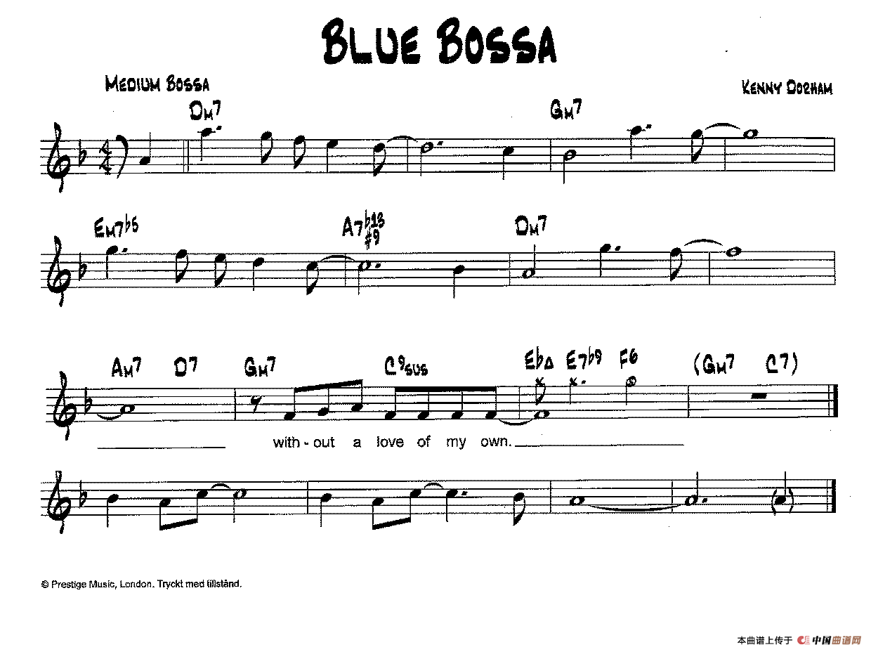 降B爵士乐谱：BLUE BOSSA