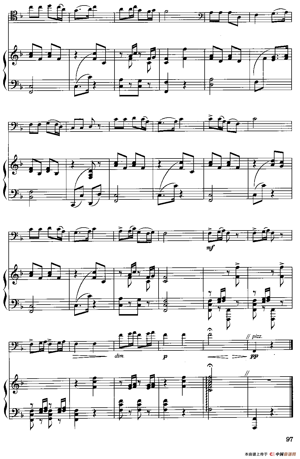 采伐歌（大提琴独奏+钢琴伴奏）小提琴谱