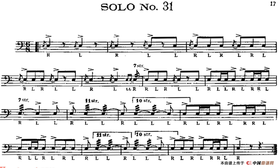 美国军鼓 SOLO No.31-35（爵士鼓谱）