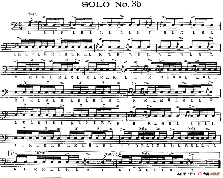 美国军鼓 SOLO No.31-35（爵士鼓谱）