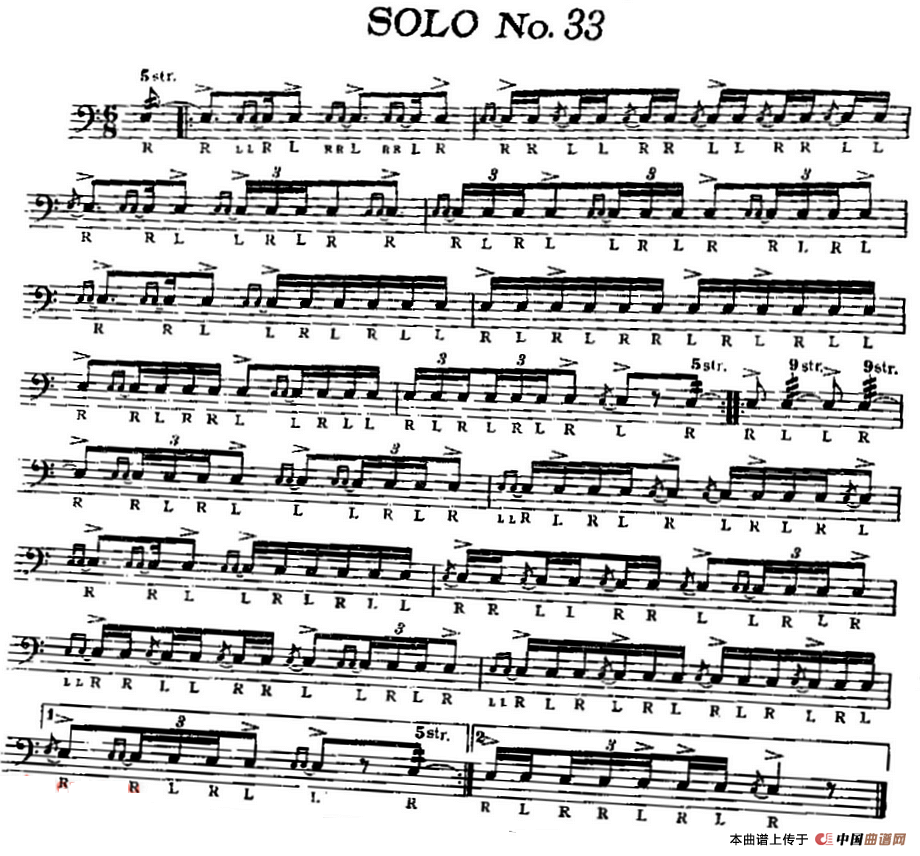 美国军鼓 SOLO No.31-35（爵士鼓谱）