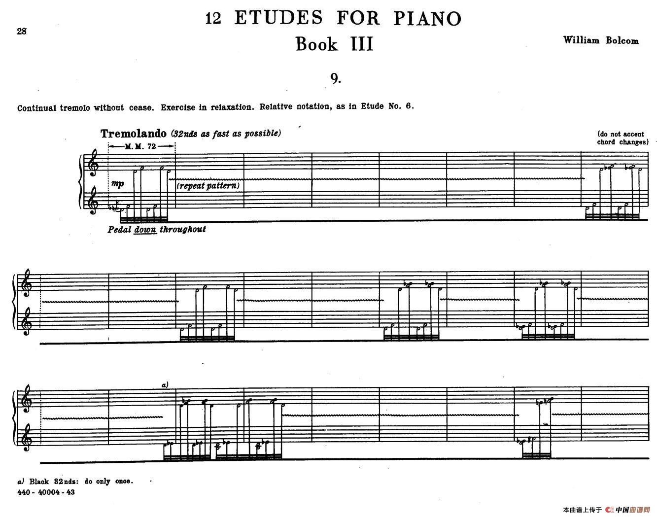 12 Etudes for Piano（博尔科姆12首钢琴练习曲·9）
