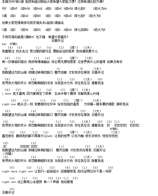《没离开过》吉他谱
