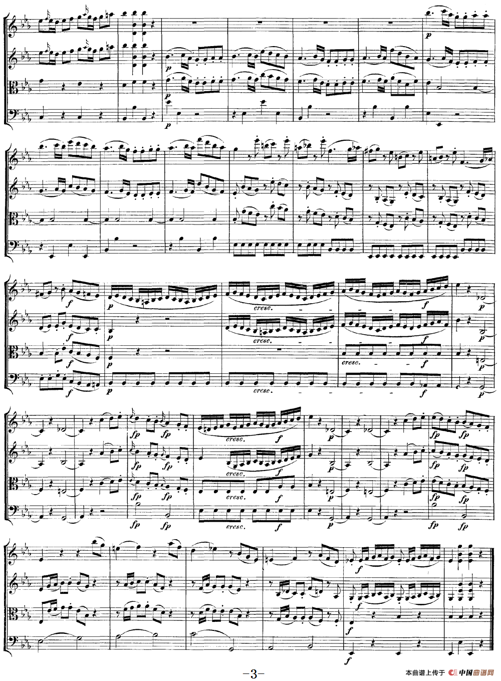 Mozart《Quartet No.7 in Eb Major,K.160》（总谱）