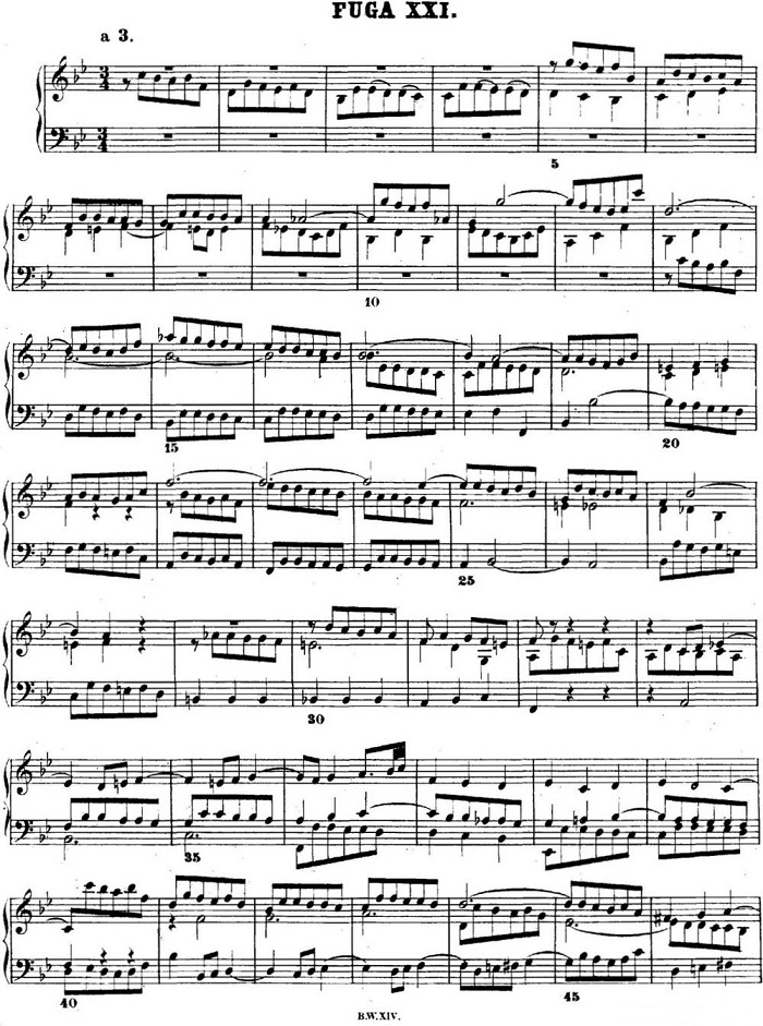 巴赫《平均律钢琴曲集·第二卷》之赋格曲（NO.21）