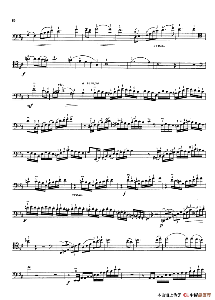 涅尔克小协奏曲（D大调）（大提琴）小提琴谱