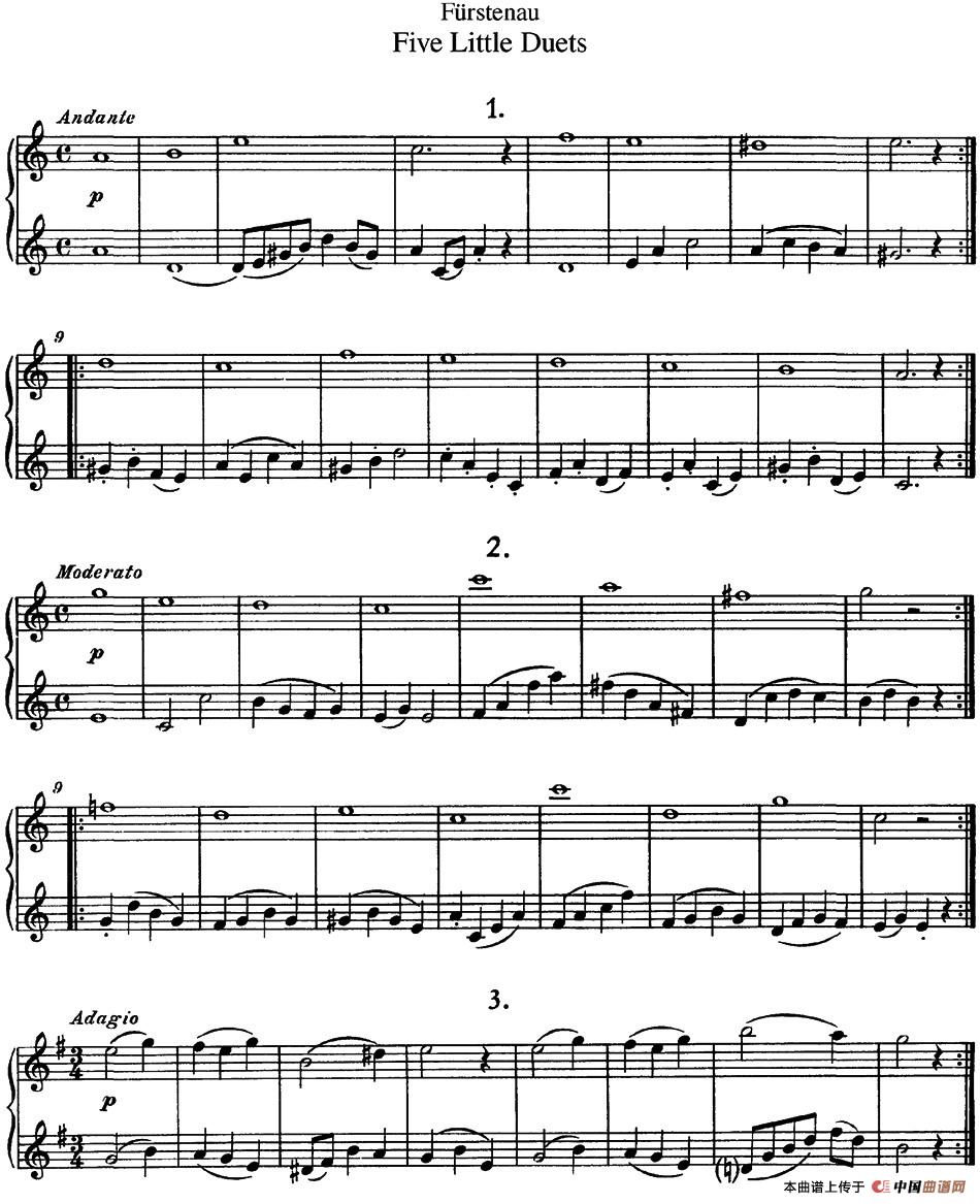 福斯特劳长笛重奏5小段长笛谱