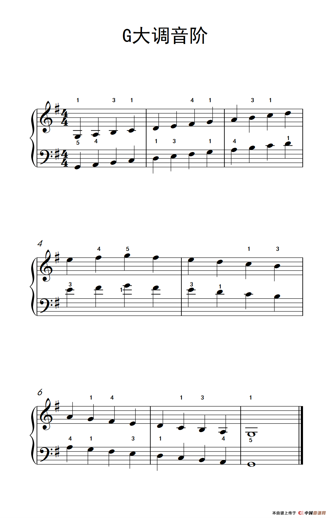 G大调音阶（儿童钢琴练习曲）