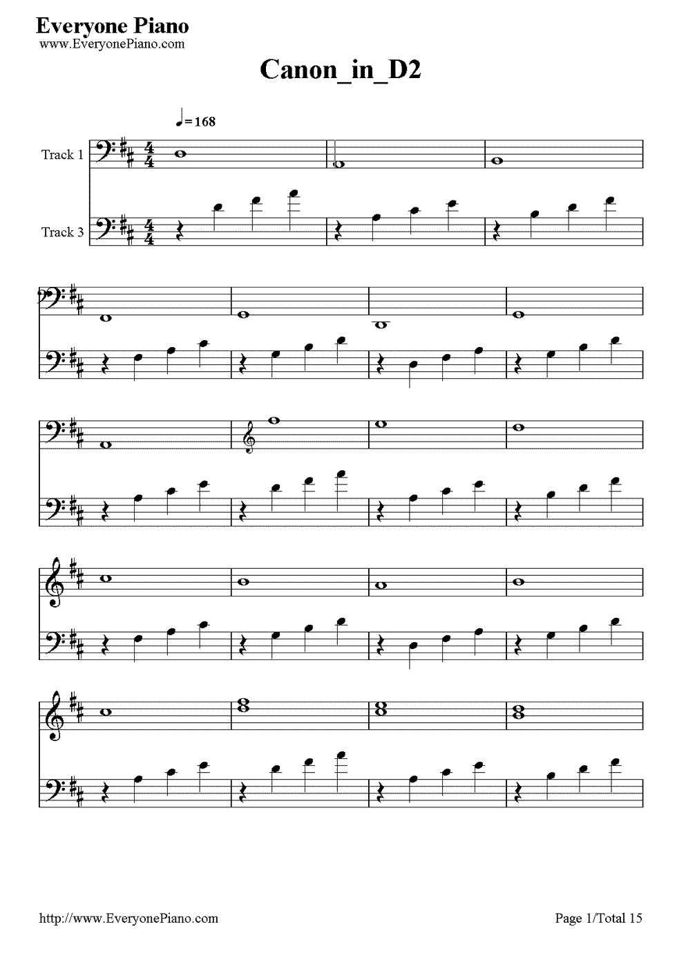 《D大调卡农原版》（约翰·帕赫贝尔）钢琴谱第2张