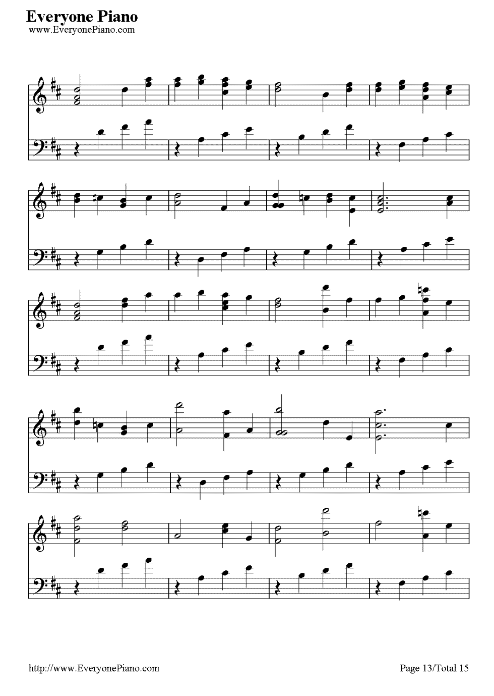《D大调卡农原版》（约翰·帕赫贝尔）钢琴谱第14张
