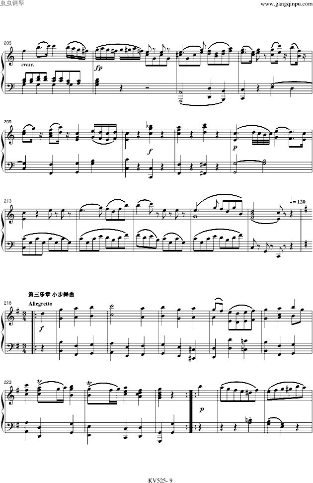 莫扎特-G大调弦乐小夜曲钢琴谱
