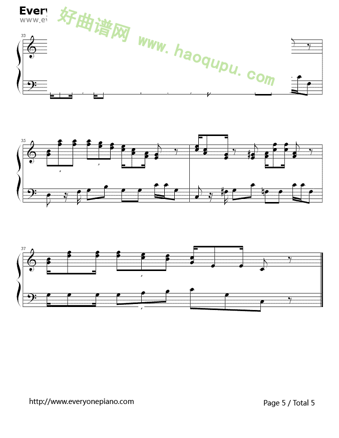 《超级玛丽主题曲》 钢琴谱