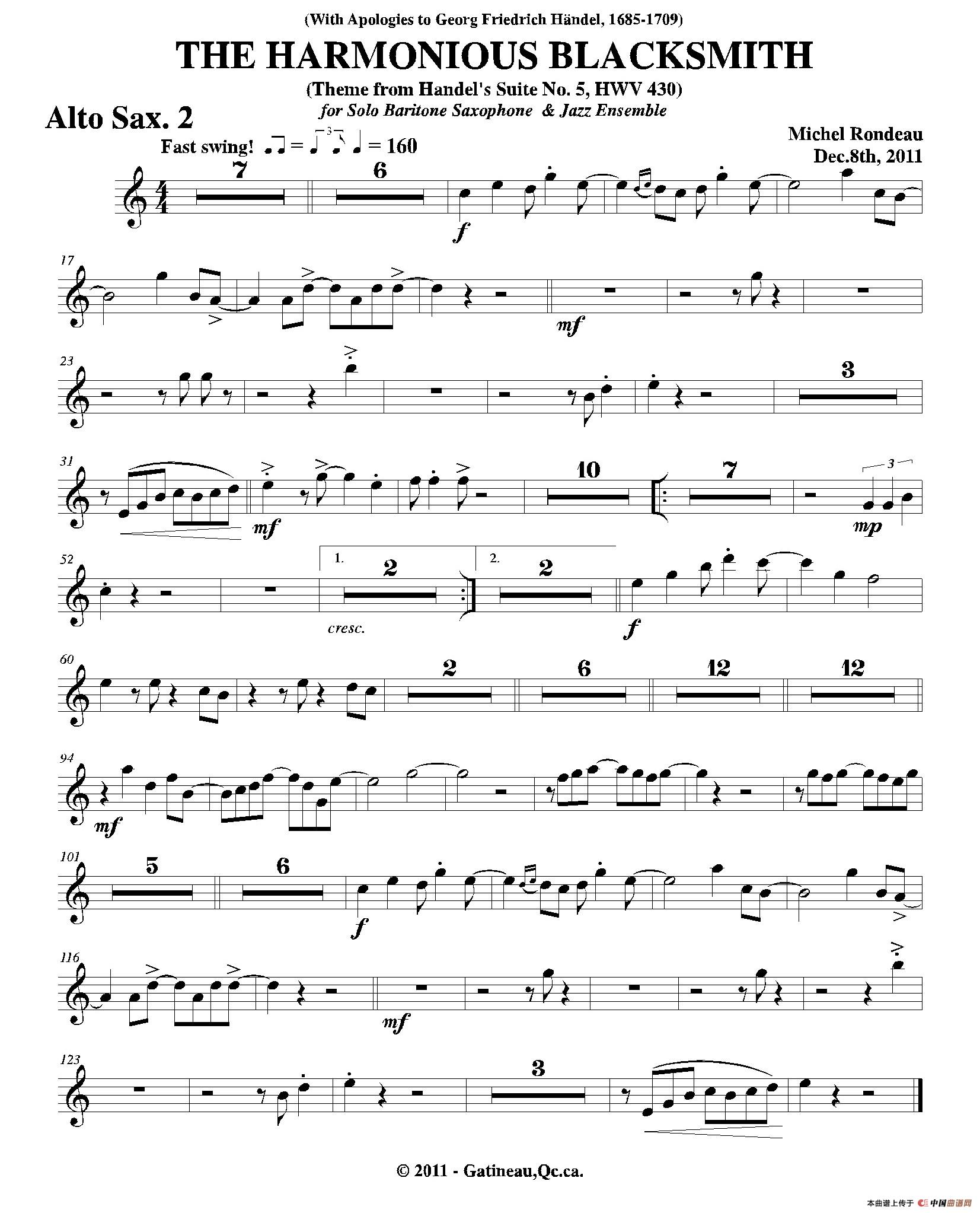 THEHARMONIOUS BLACKSMITH萨克斯谱