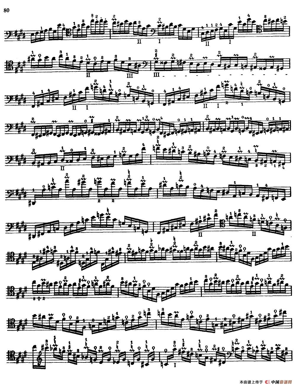 大提琴高级练习曲40首 No.37（波音练习）小提琴谱