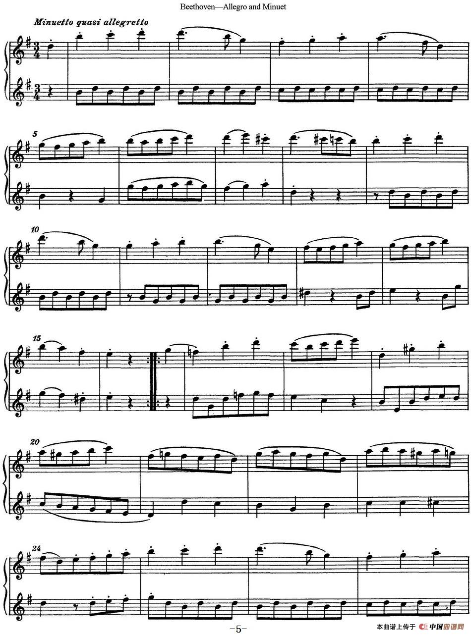 贝多芬快板及小步舞曲二重奏长笛谱