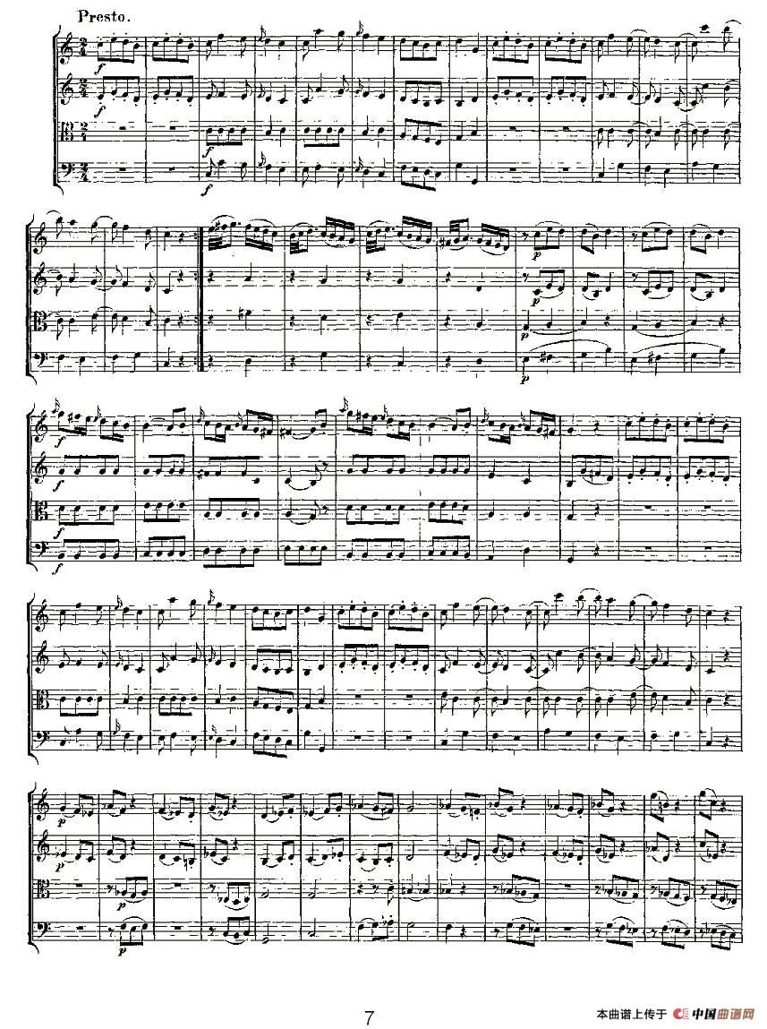 Quartet No. 4 in C Major小提琴谱