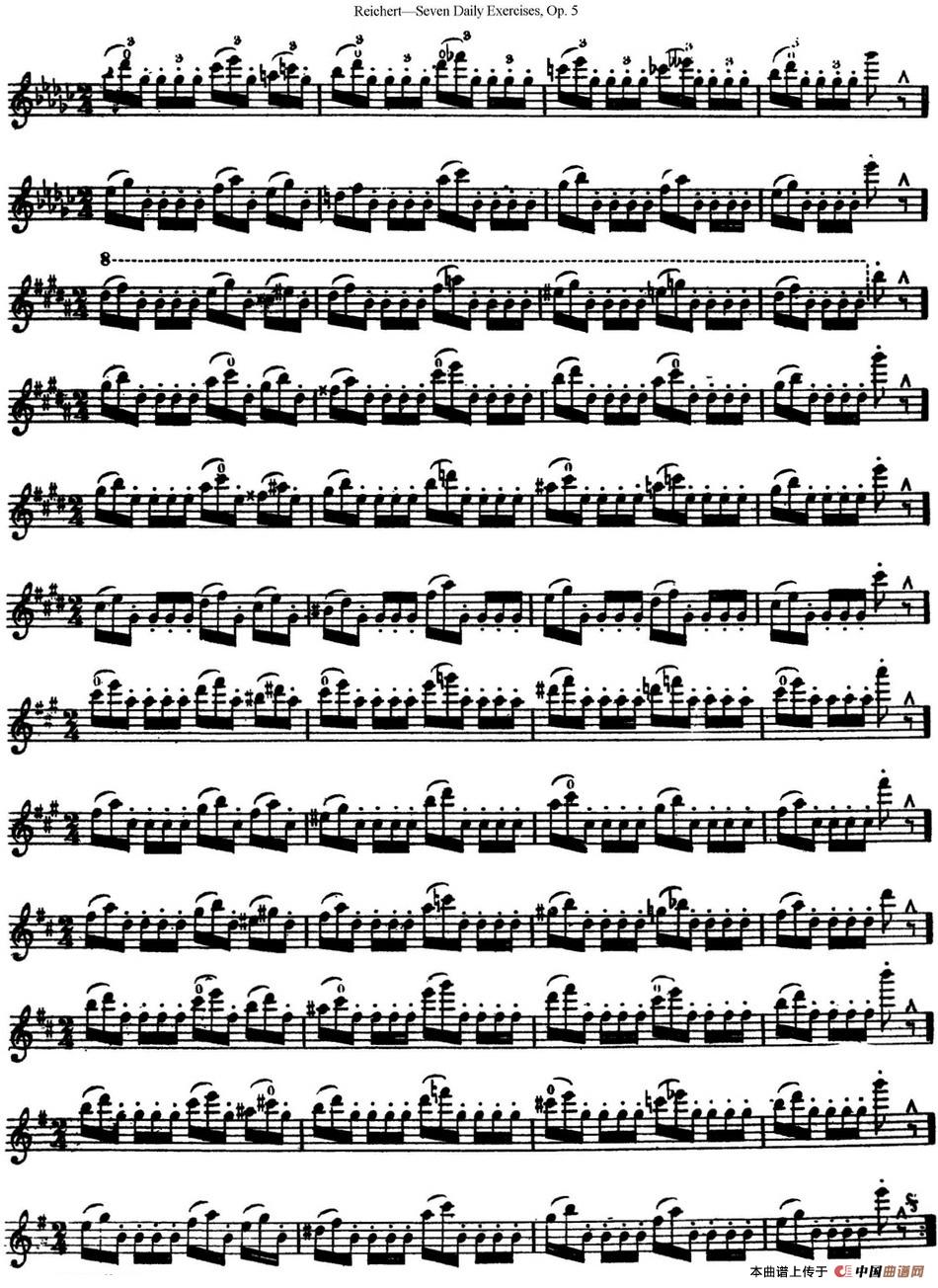 瑞澈特七首每日长笛练习曲Op.5（NO.7）长笛谱