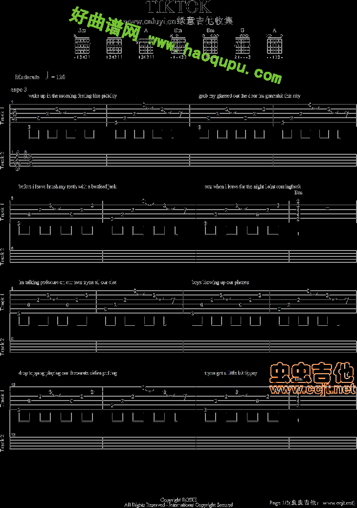 《tik tok》吉他谱第2张