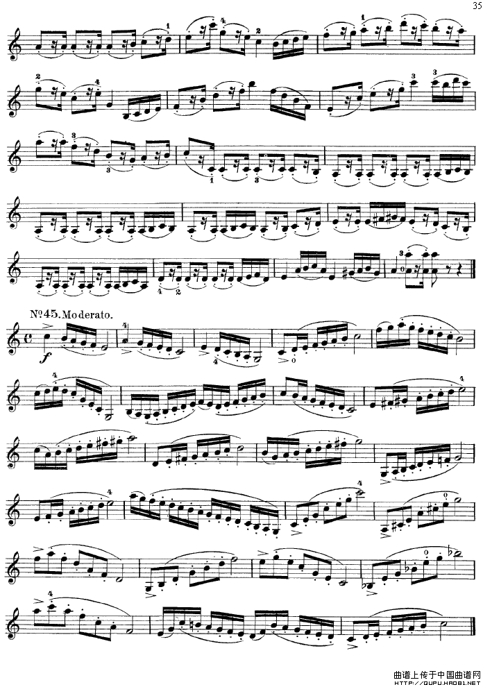 沃尔法特60首练习曲 Op.45（第31-40页）小提琴谱