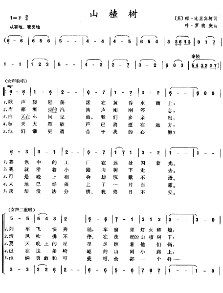 [前苏联] 山楂树简谱