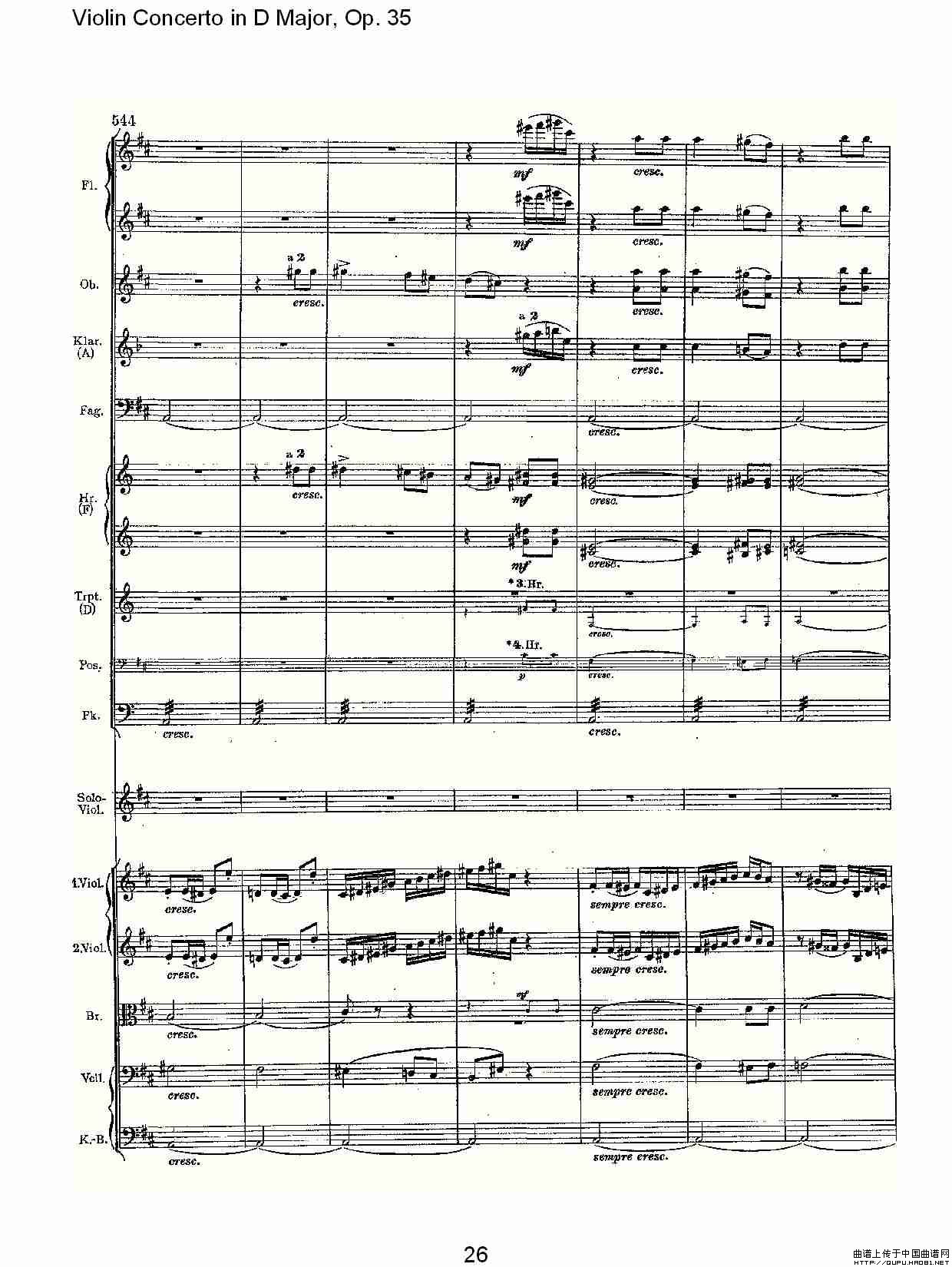 D大调小提琴协奏曲, Op.35第三乐章（一）小提琴谱