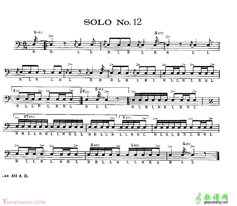 美国军鼓150条精华SOLO系列之《SOLO No.12》