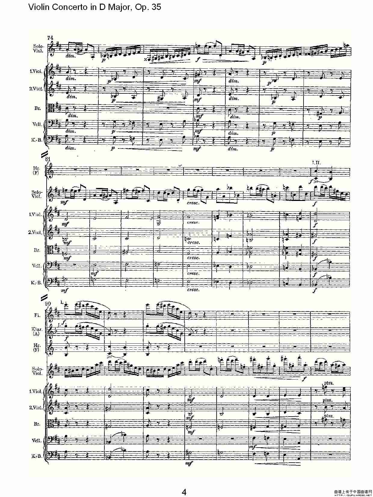 D大调小提琴协奏曲, Op.35第三乐章（一）小提琴谱