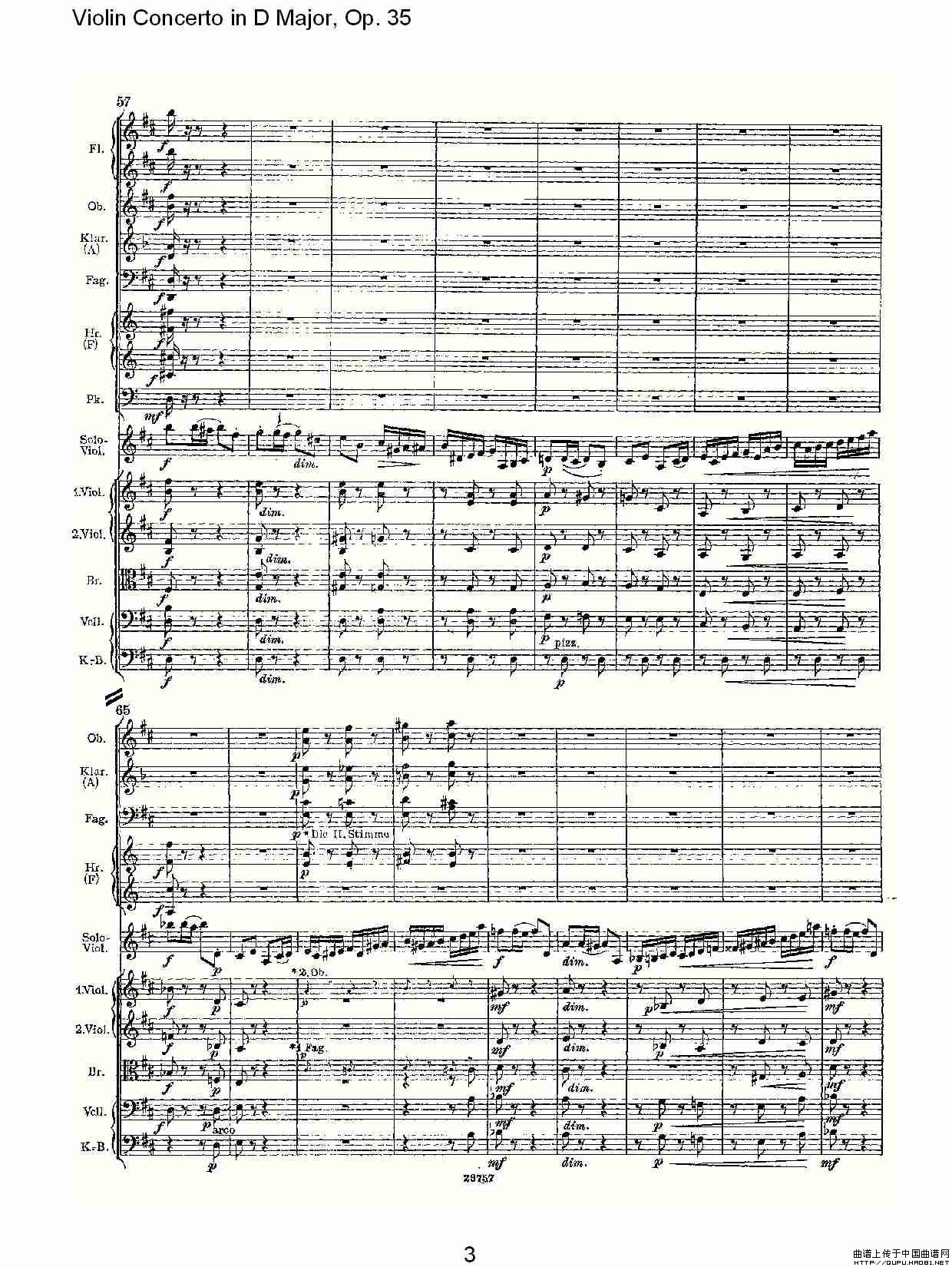 D大调小提琴协奏曲, Op.35第三乐章（一）小提琴谱