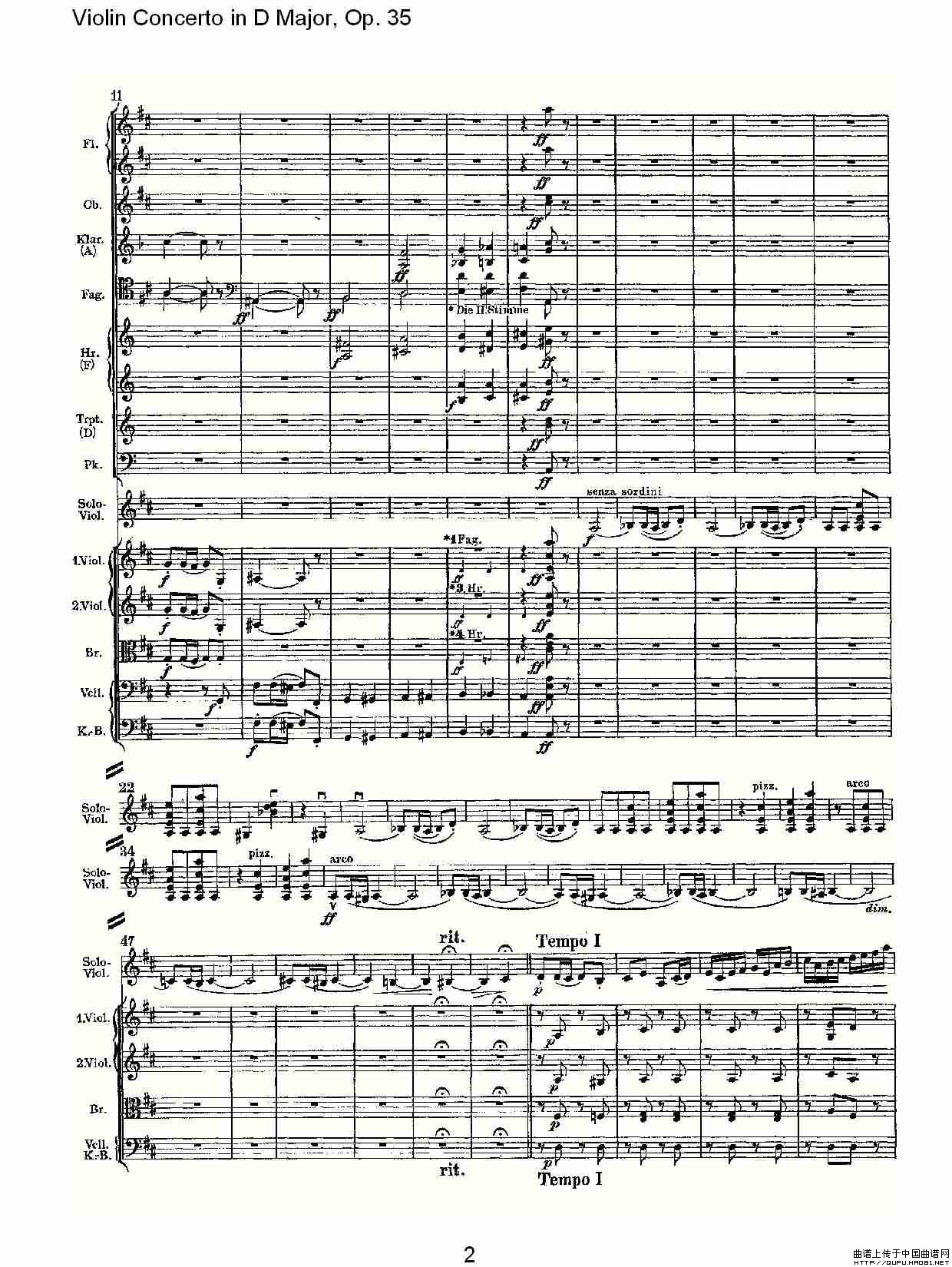 D大调小提琴协奏曲, Op.35第三乐章（一）小提琴谱