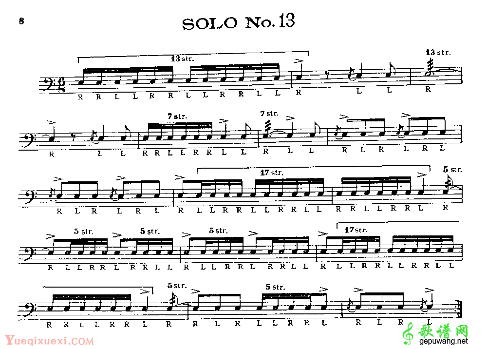 美国军鼓150条精华SOLO系列之《SOLO No.13》