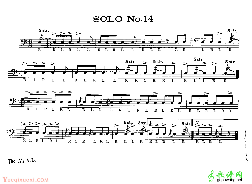 美国军鼓150条精华SOLO系列之《SOLO No.14》