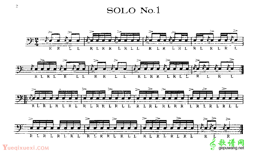 美国军鼓150条精华SOLO系列之《SOLO No.1》